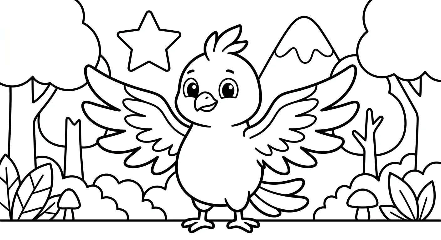 Dessin de Phénix à Colorier pour Enfants de 2 à 5 Ans