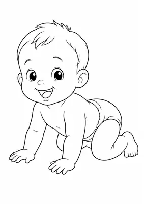 Baby coloring page — printable human body flashcard