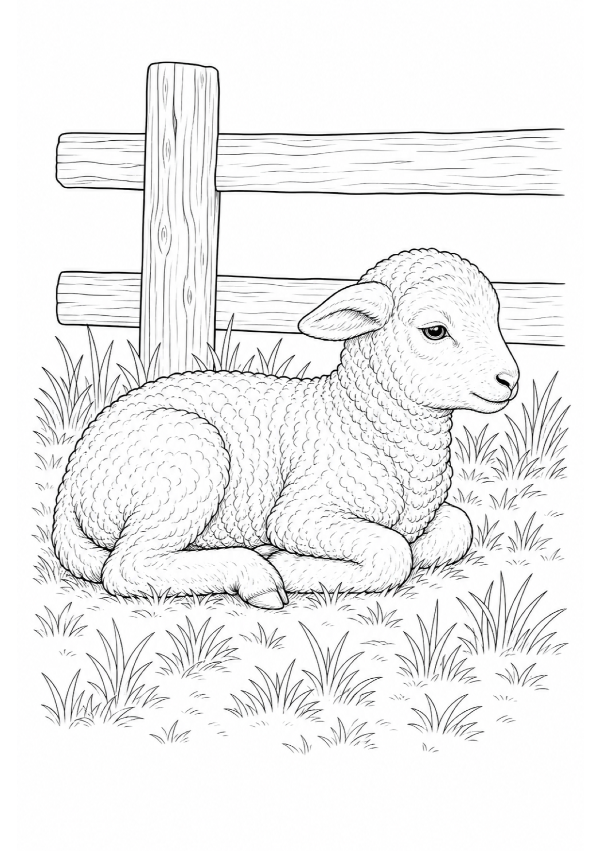 Newborn Lamb Coloring Page to Print Free