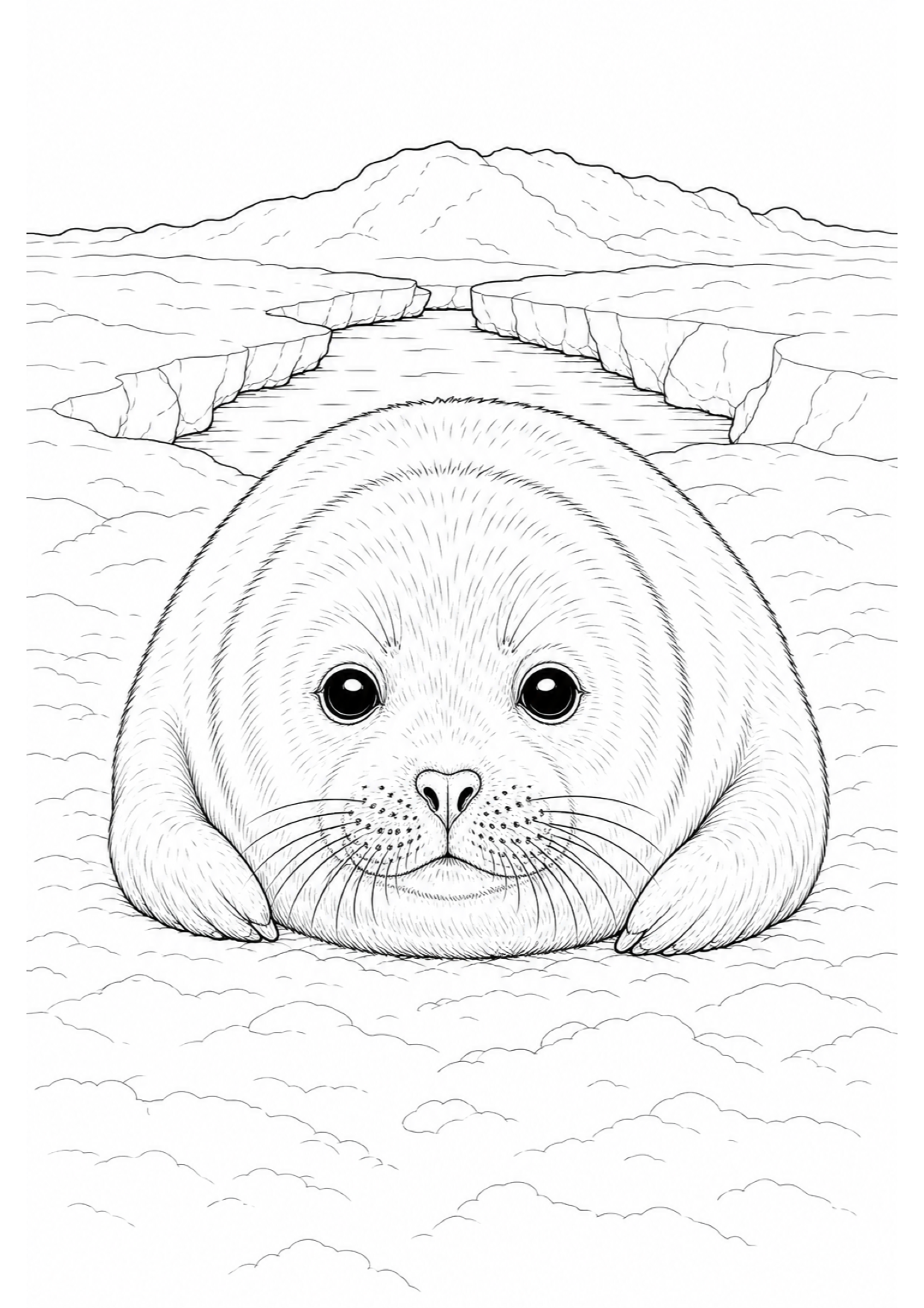 Seal Pup Coloring Page to Print Free
