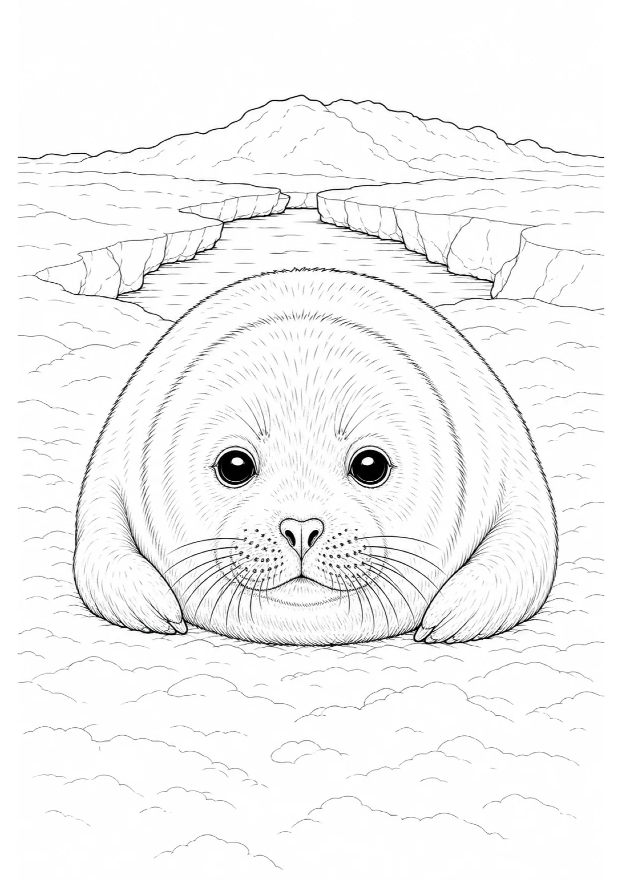 Seal Pup Coloring Page to Print Free