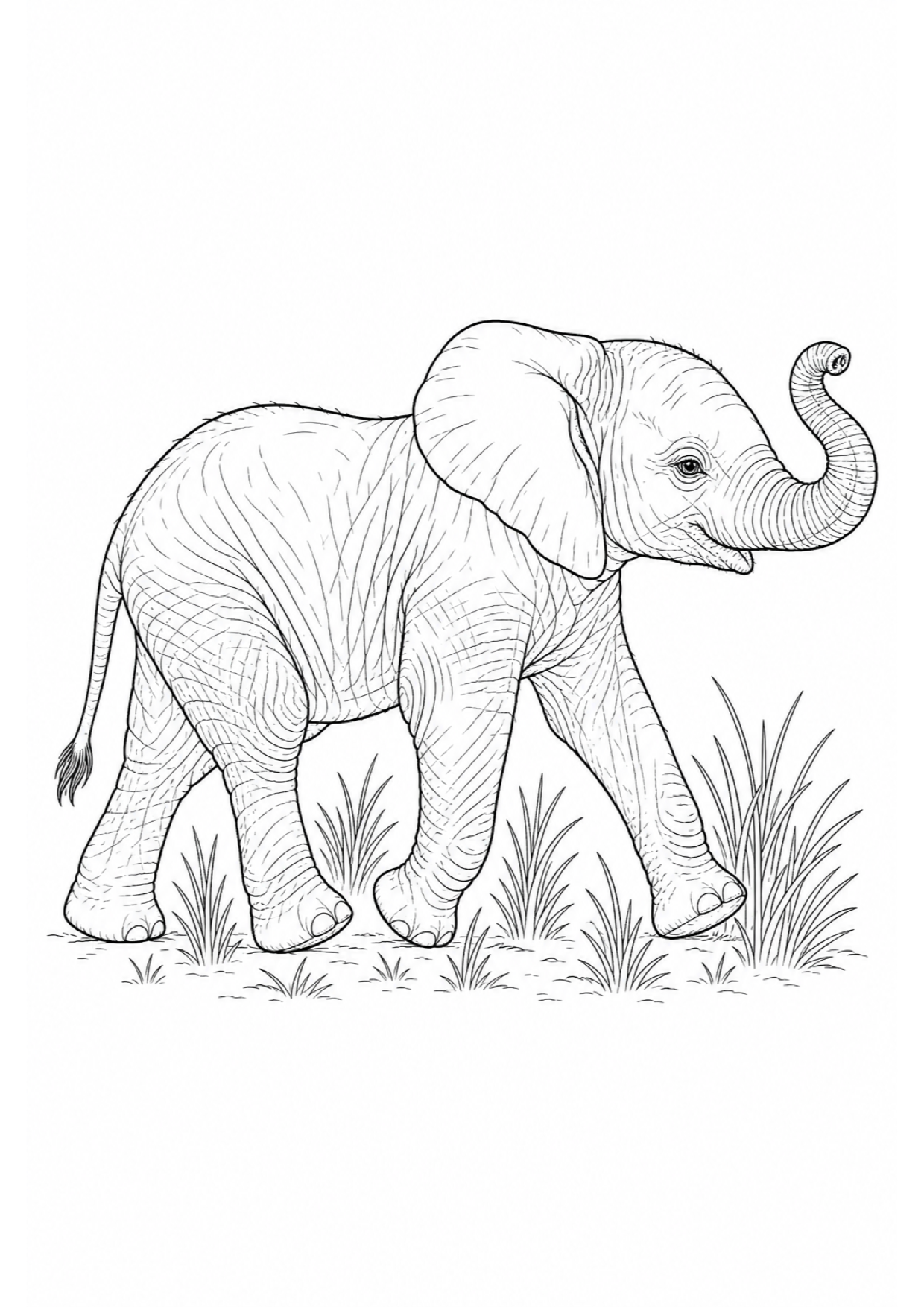 Baby Elephant Coloring Page to Print Free