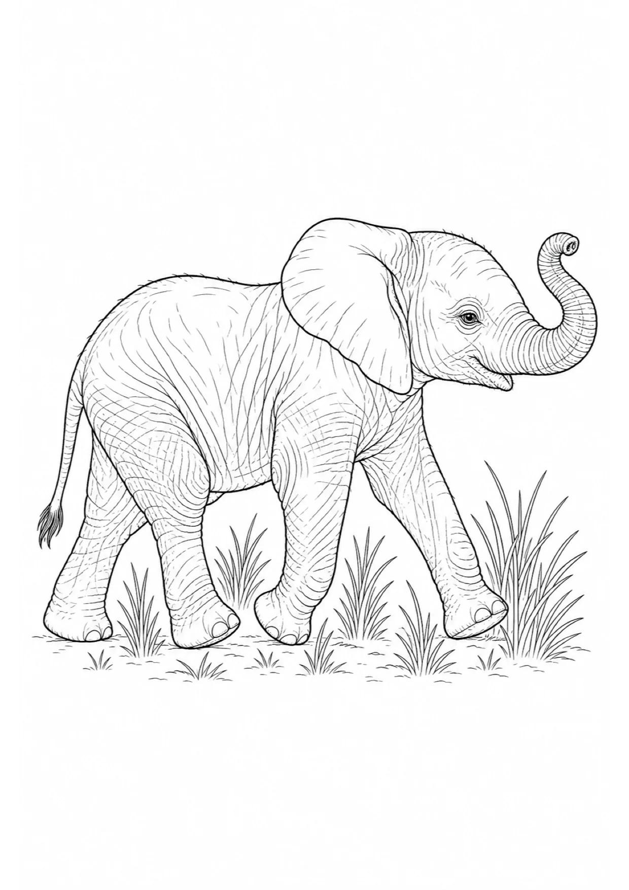 Baby Elephant Coloring Page to Print Free