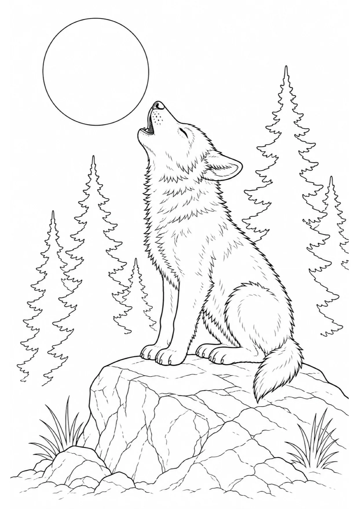 Howling Wolf Cub Coloring Page to Print Free
