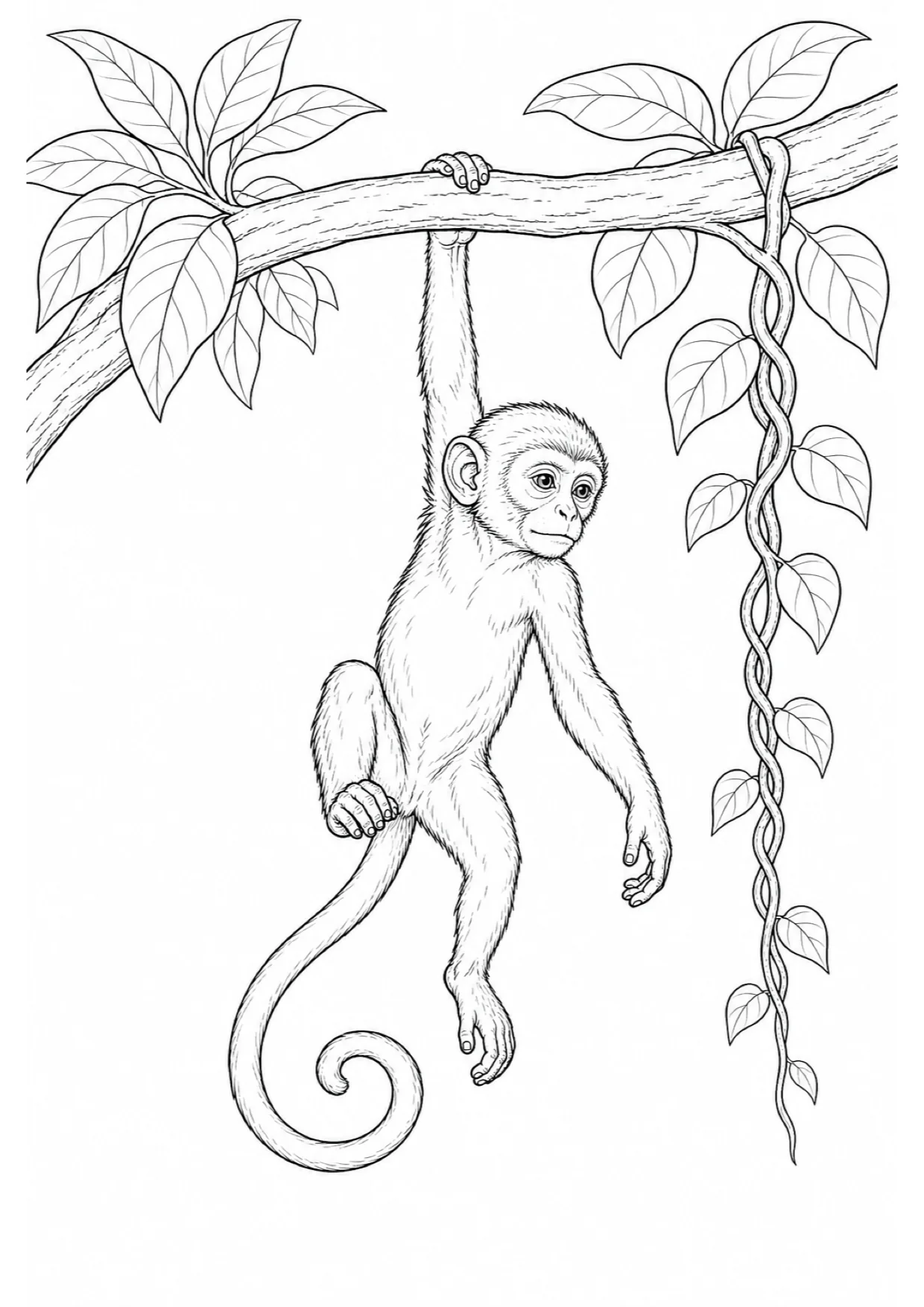 Baby Monkey Coloring Page to Print Free