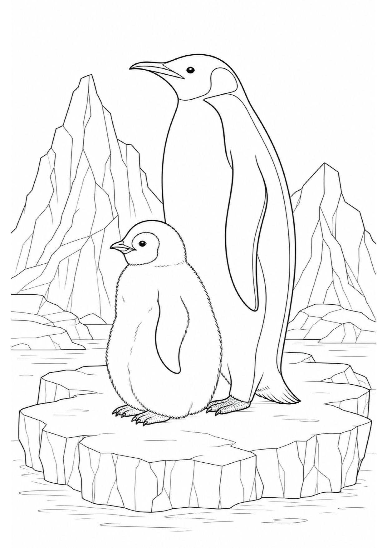 Baby Penguin Coloring Page to Print Free