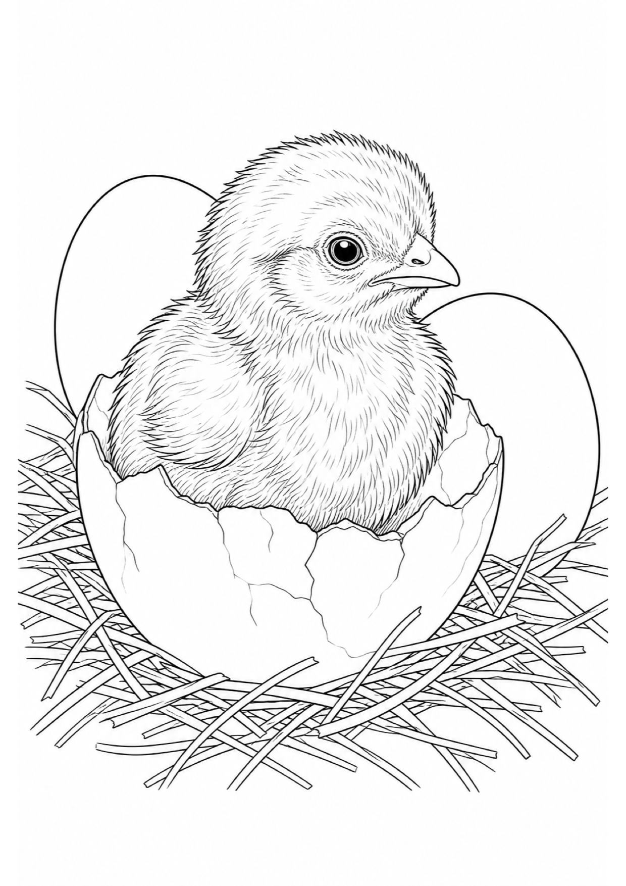 Hatching Chick Coloring Page to Print Free