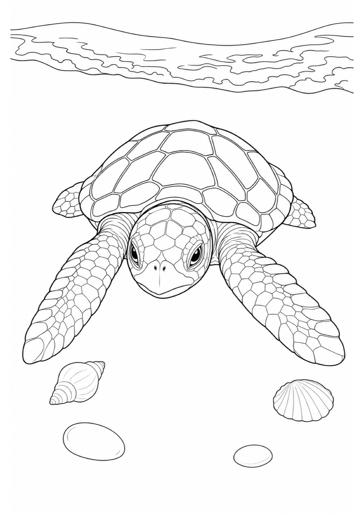 Baby Sea Turtle Coloring Page to Print Free