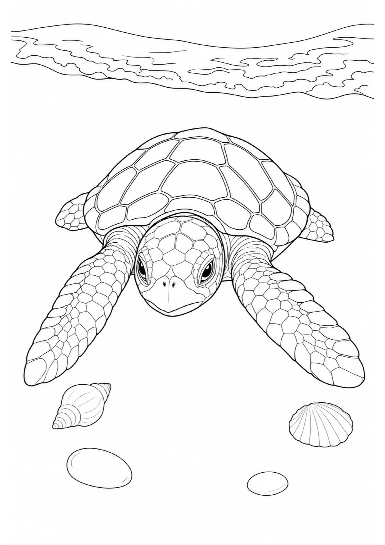 Baby Sea Turtle Coloring Page to Print Free