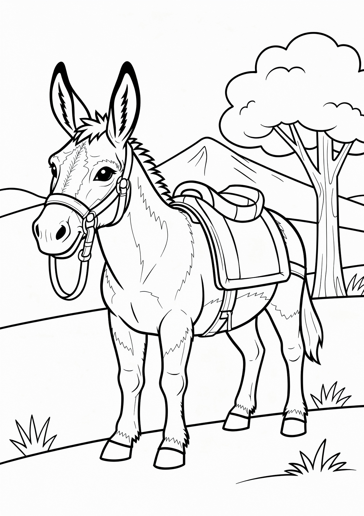 Donkey Coloring Page for Ages 6 and Up