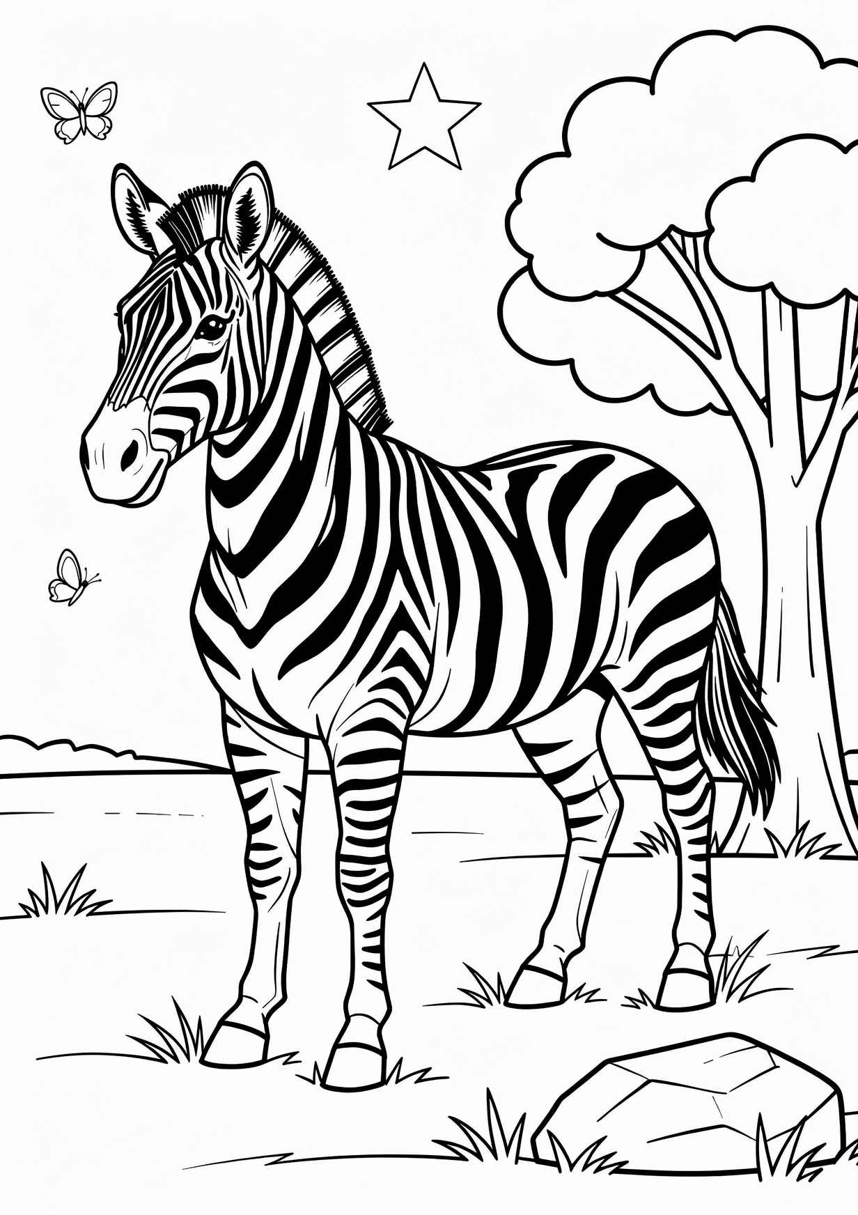 Zebra Coloring Page for Ages 6 and Up