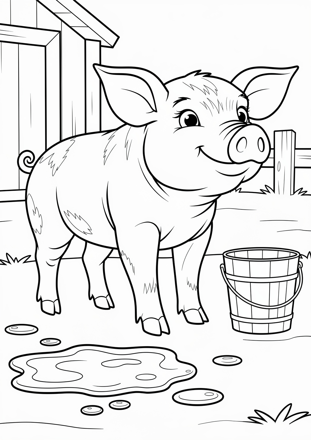 Pig Coloring Page for Ages 6 and Up