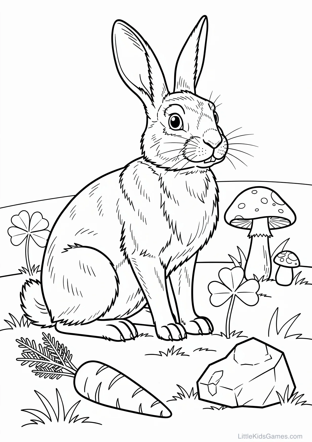 Detailed Rabbit Drawing to Color for Ages 6+
