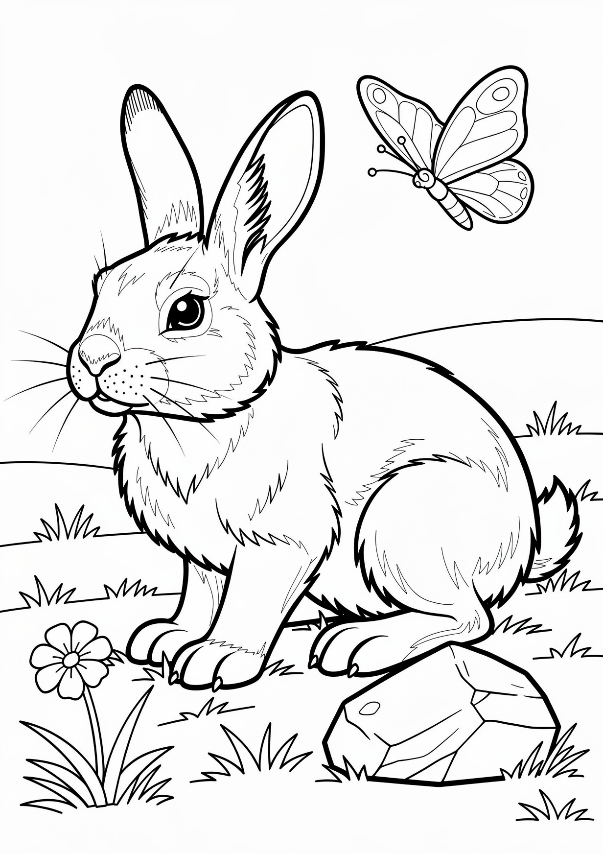 Farm rabbit Coloring Page for Ages 6 and Up