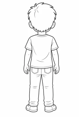 Body from behind coloring page — printable human body flashcard