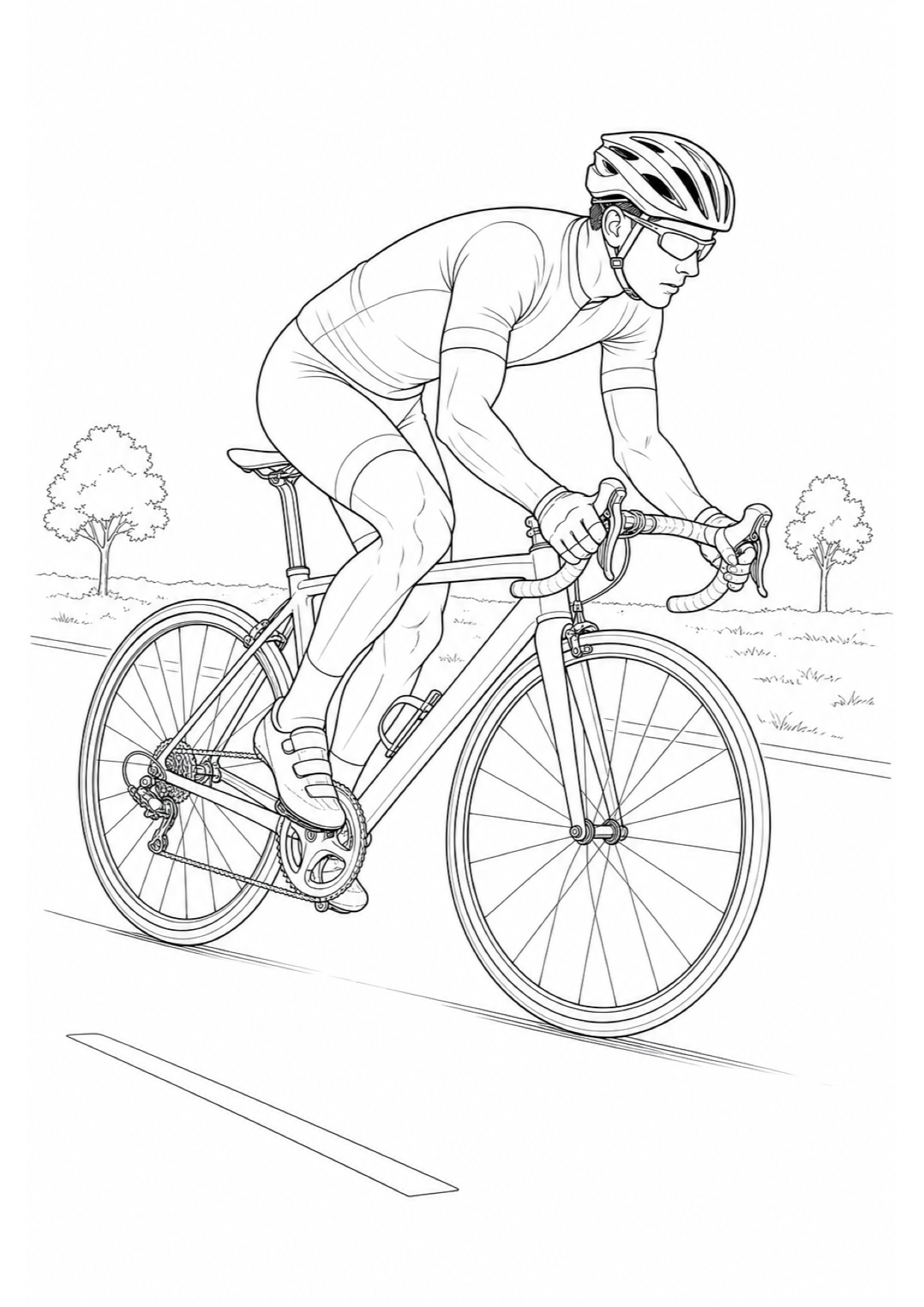 Cycling Coloring Page to Print Free