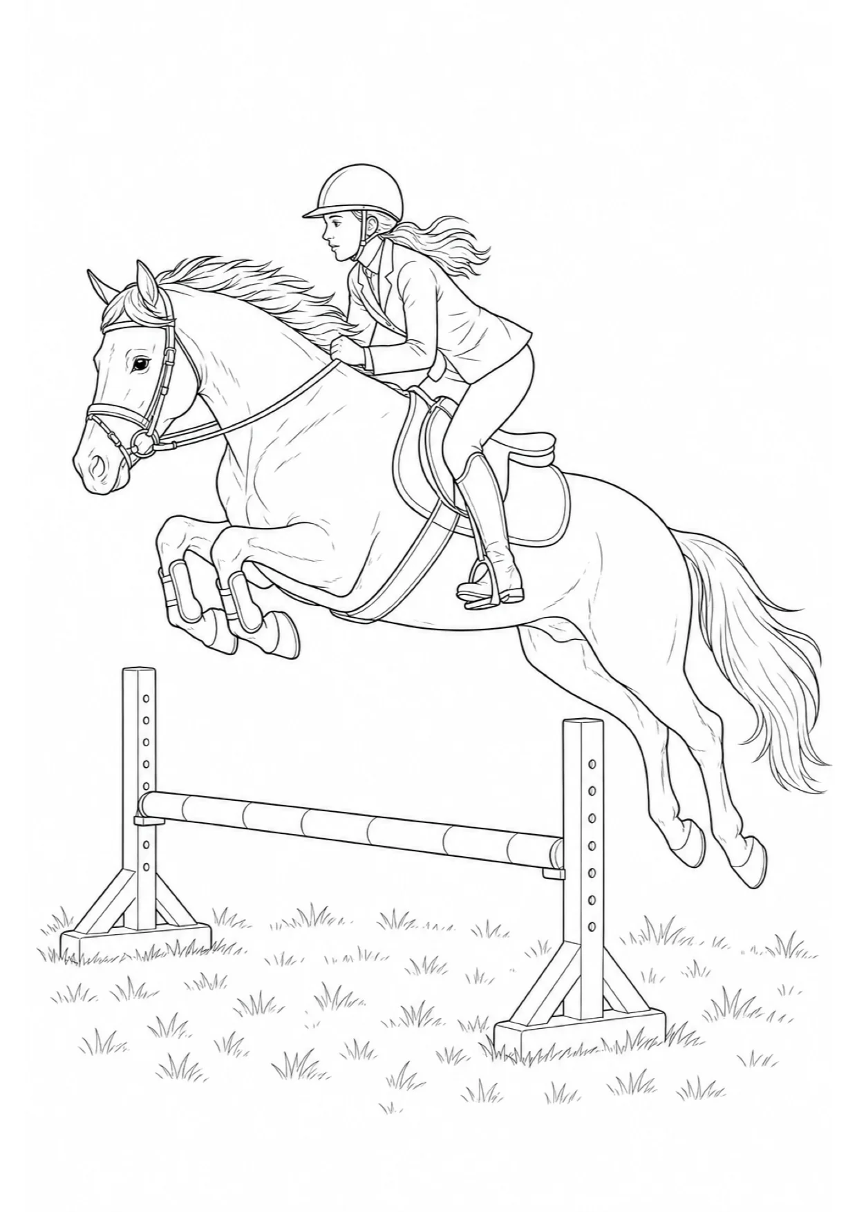 Horse Riding Coloring Page to Print Free