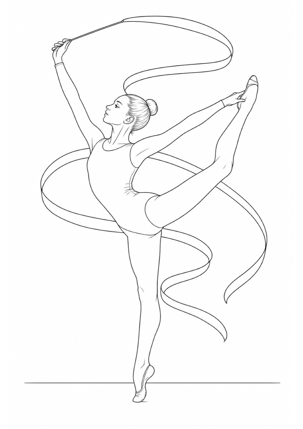 Rhythmic Gymnastics Coloring Page to Print Free