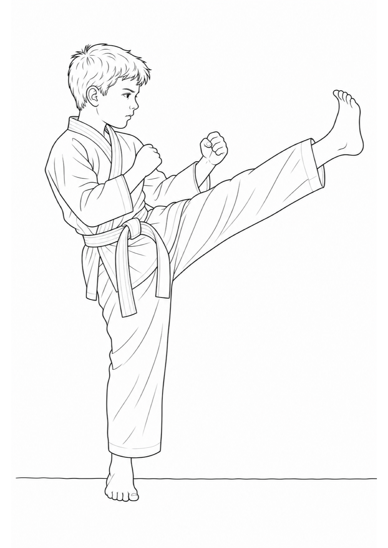 Karate Coloring Page to Print Free