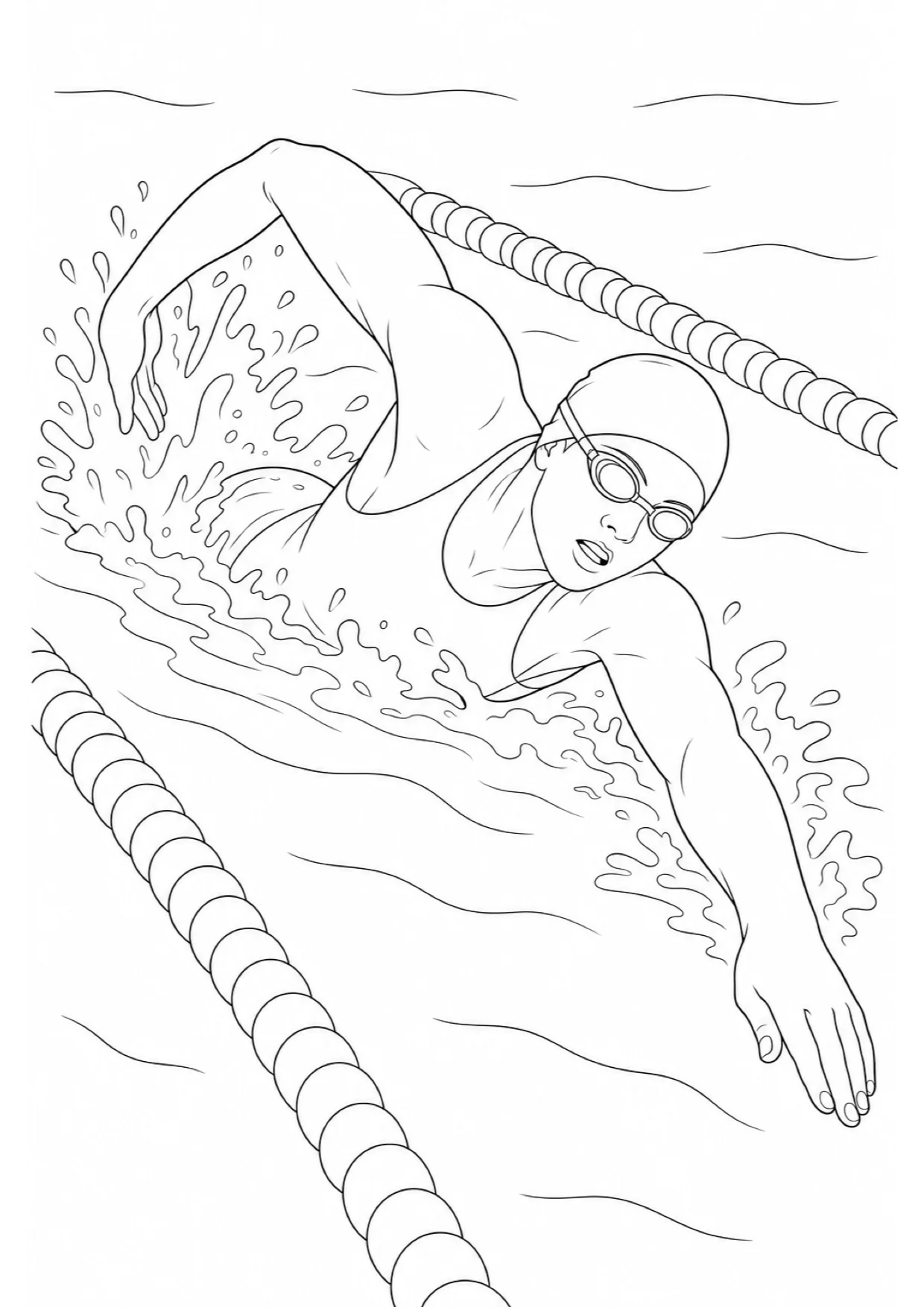 Swimming Coloring Page to Print Free
