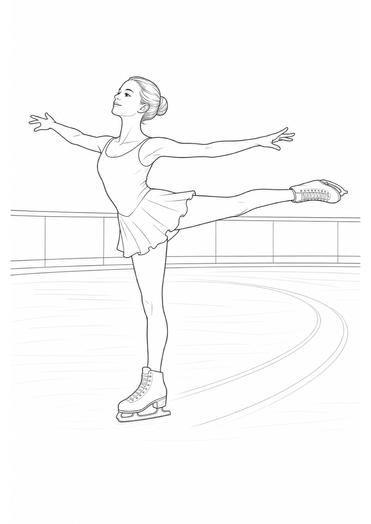 Ice Skating Coloring Page to Print Free