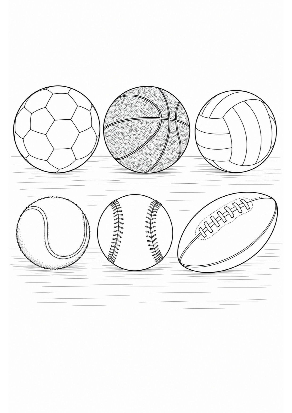 Sports Balls Coloring Page to Print Free