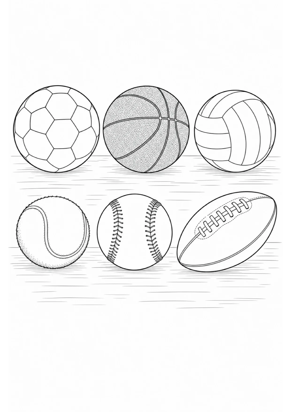 Sports Balls Coloring Page to Print Free
