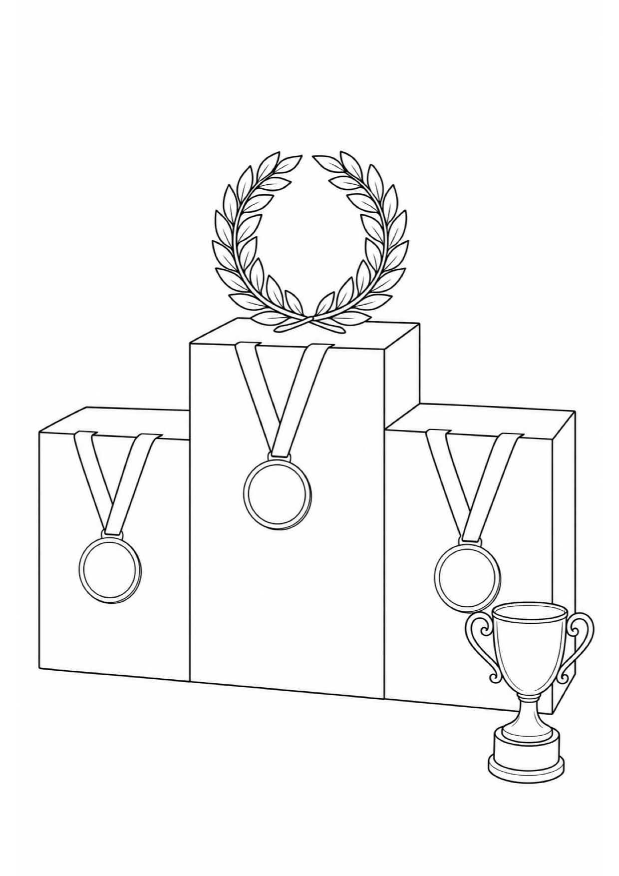 Podium with Medals Coloring Page to Print Free