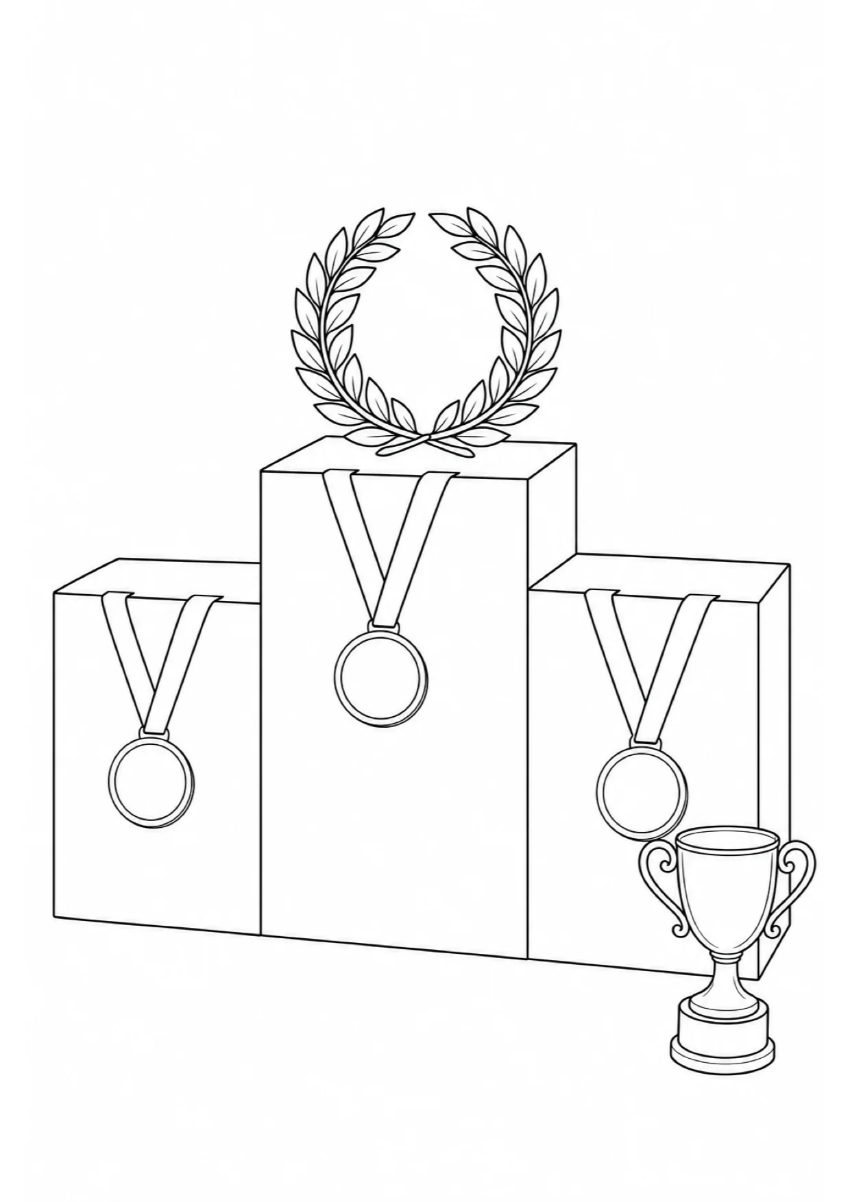 Podium with Medals Coloring Page to Print Free