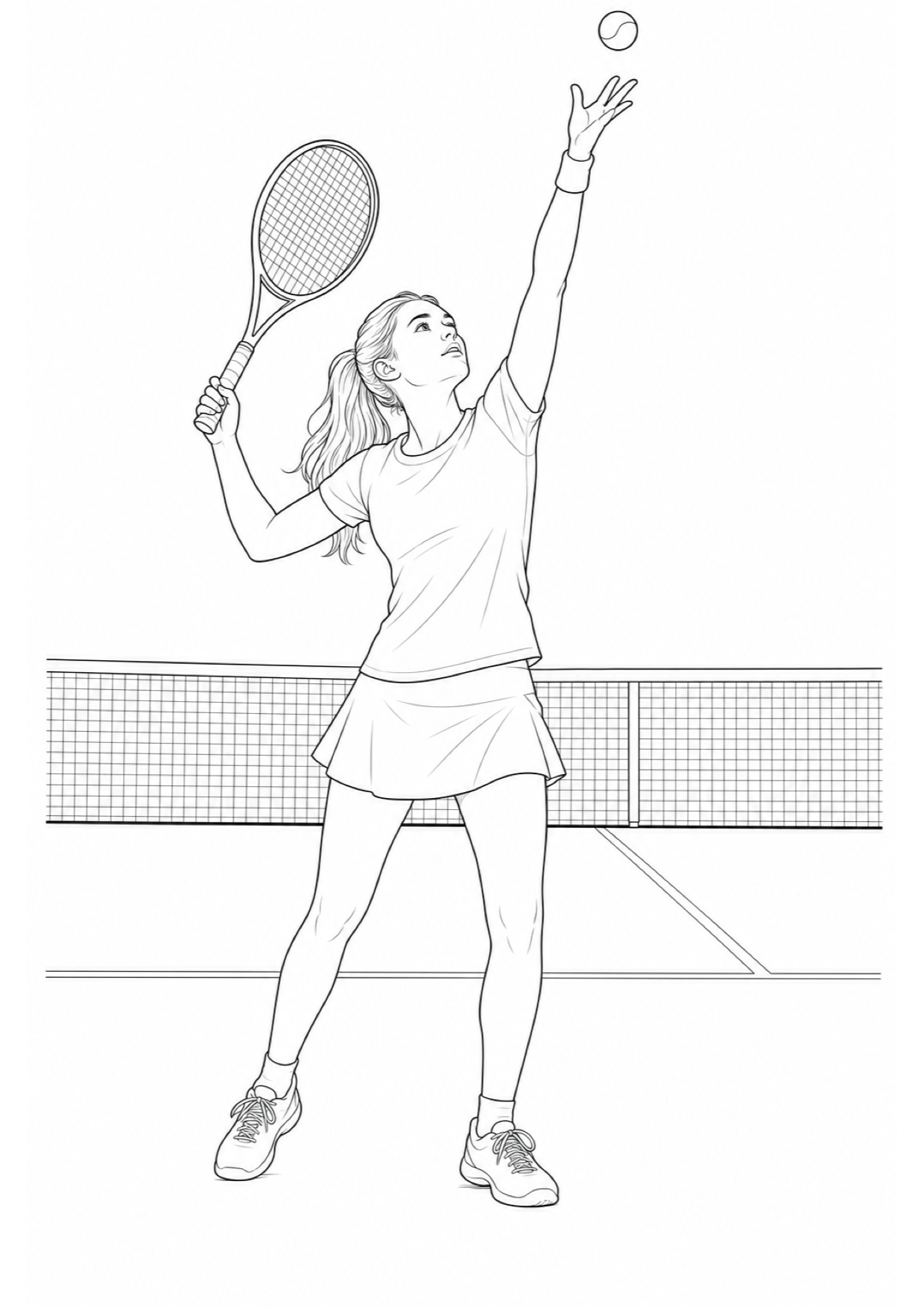 Tennis Coloring Page to Print Free
