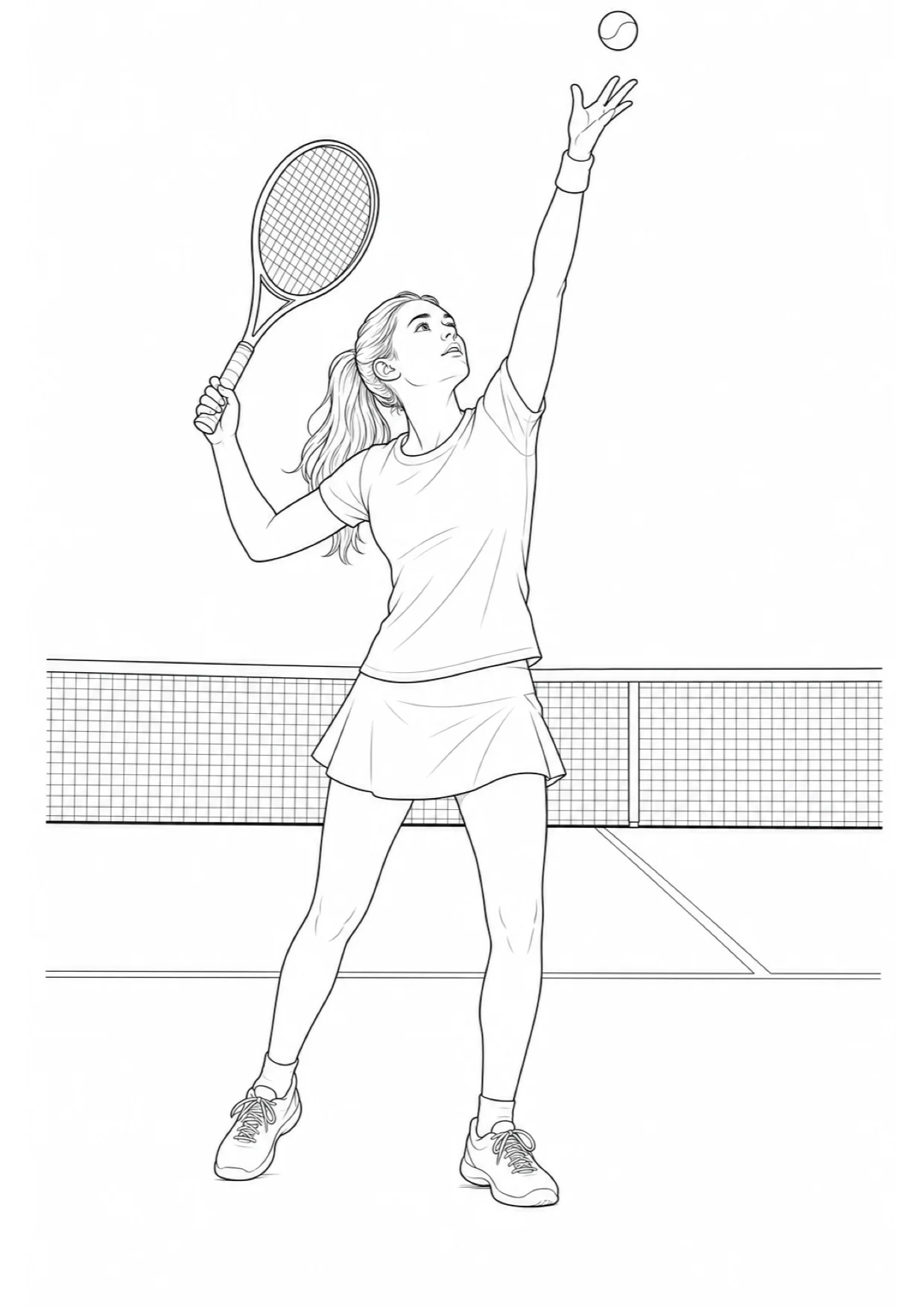 Tennis Coloring Page to Print Free