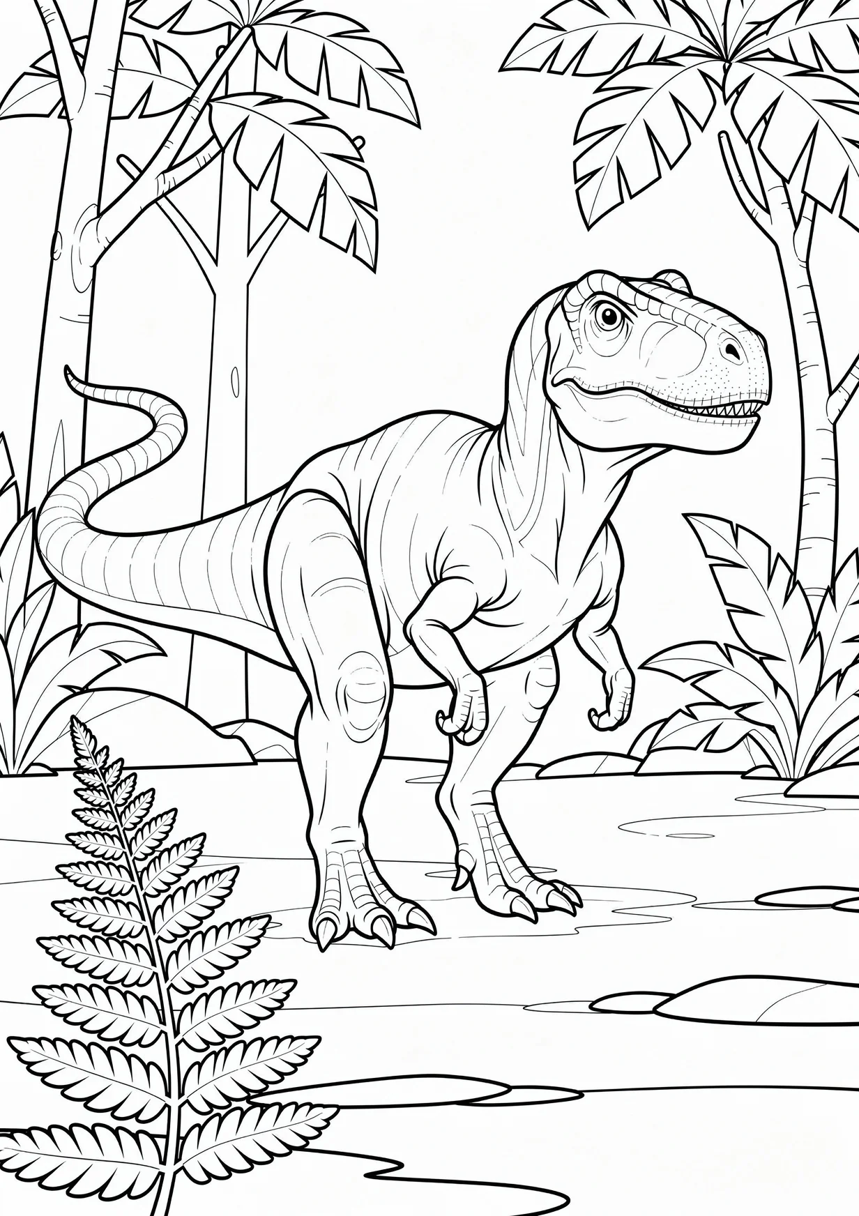 Dibujo de Dinosaurio para Colorear para Mayores de 6 Años