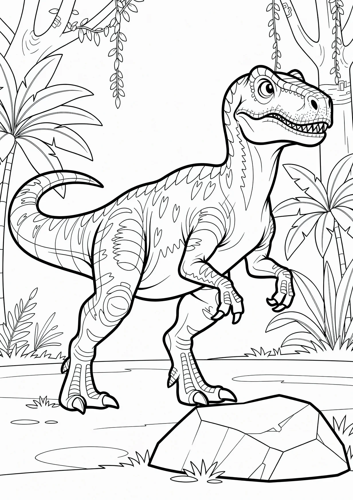 Dibujo de Dinosaurio animado para Colorear para Mayores de 6 Años