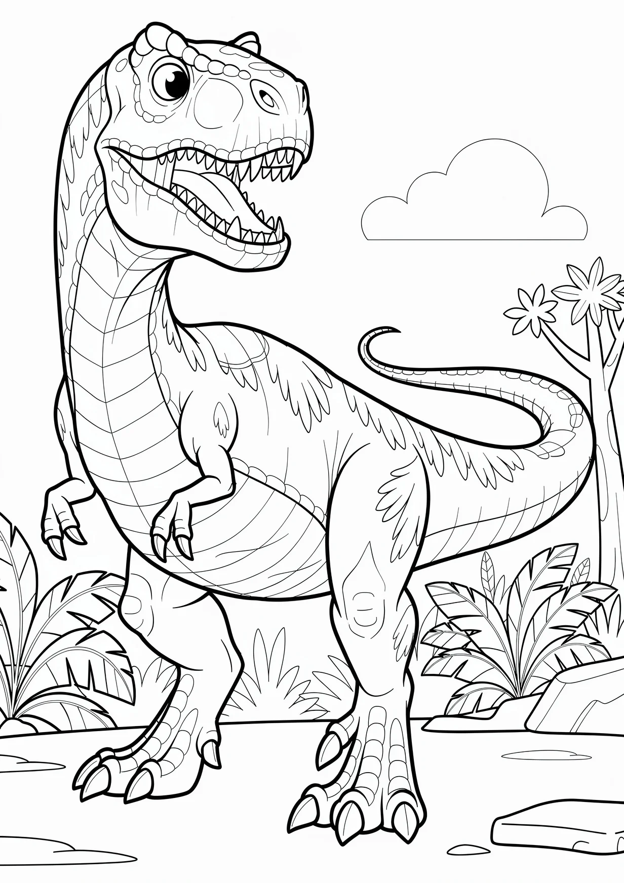Dibujo de Dinosaurio caricatura para Colorear para Mayores de 6 Años