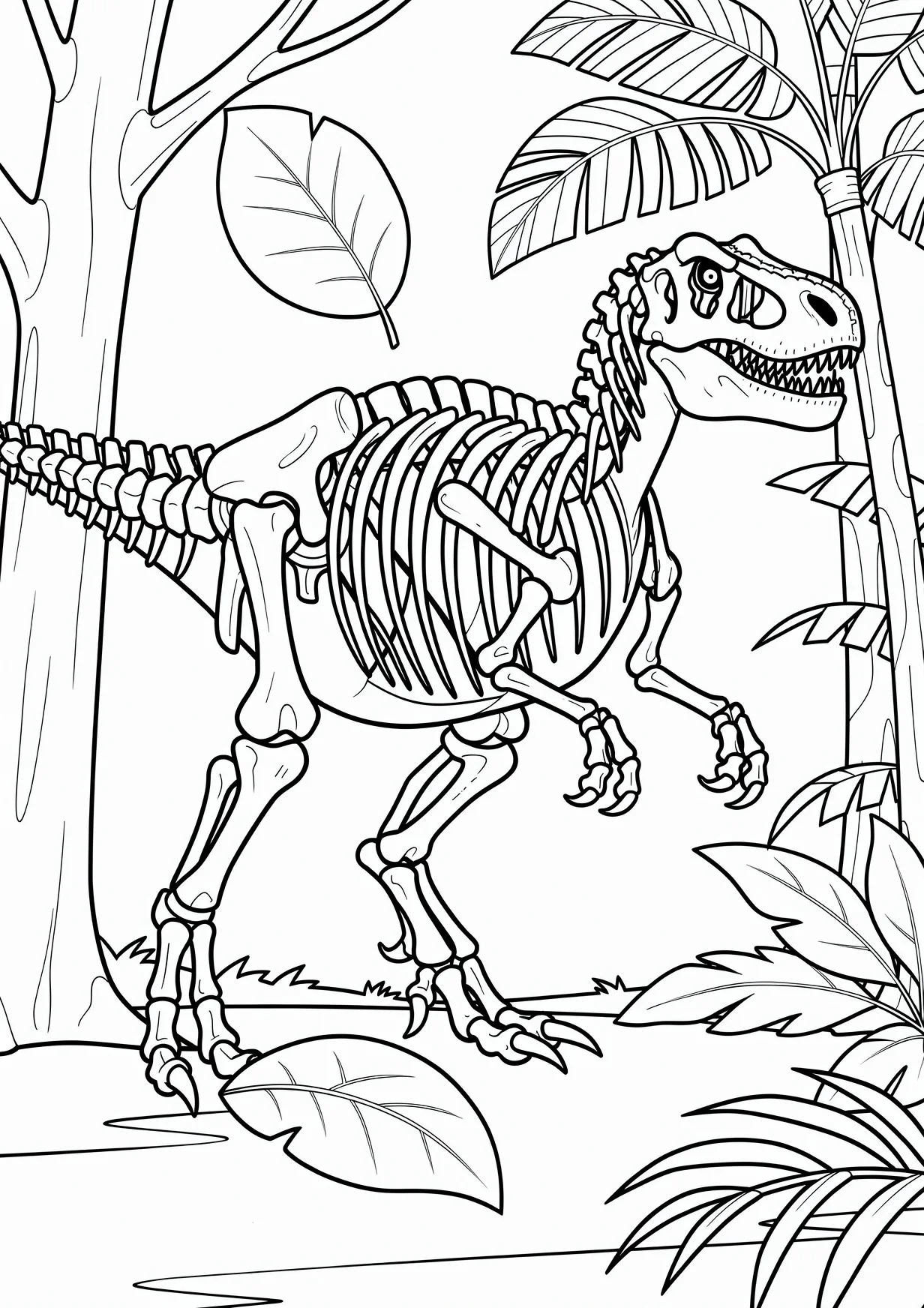Dibujo de Dinosaurio esqueleto para Colorear para Mayores de 6 Años