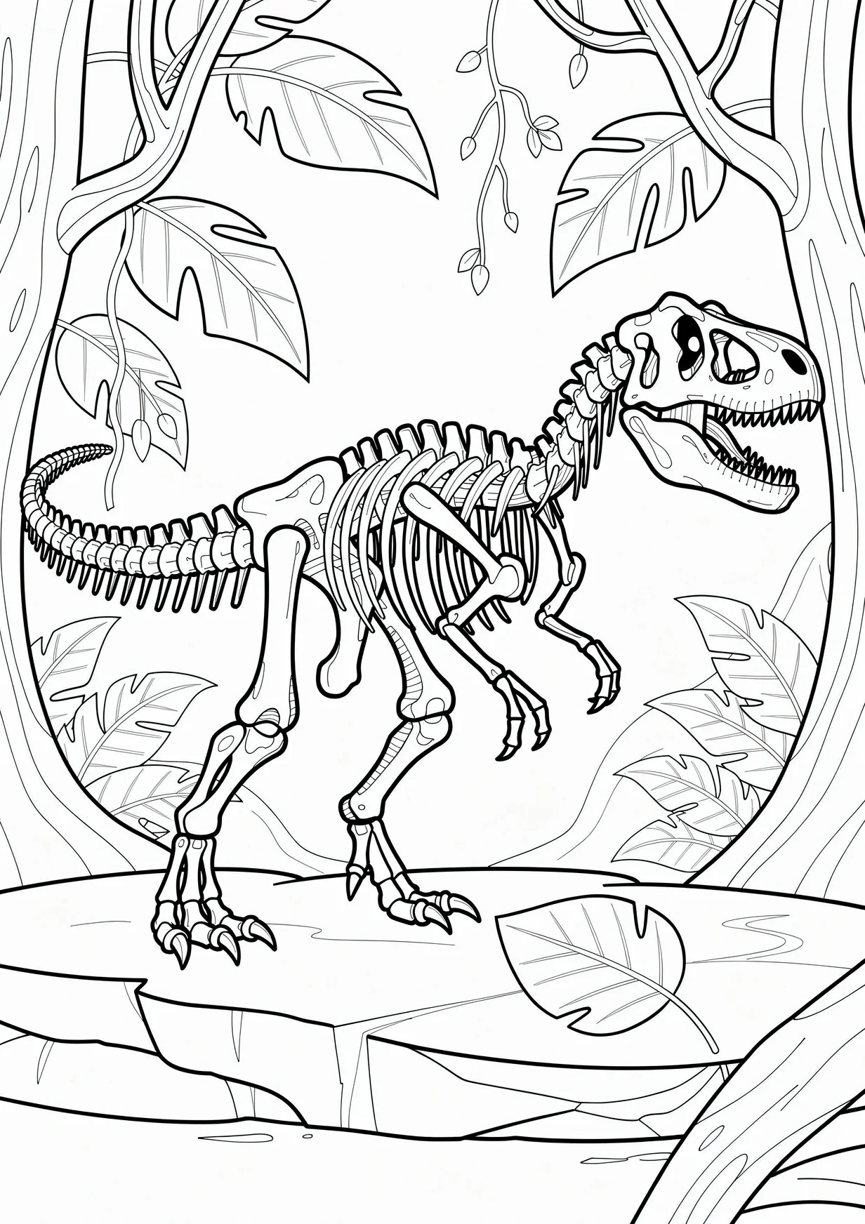 Dibujo de Dinosaurio fosil para Colorear para Mayores de 6 Años