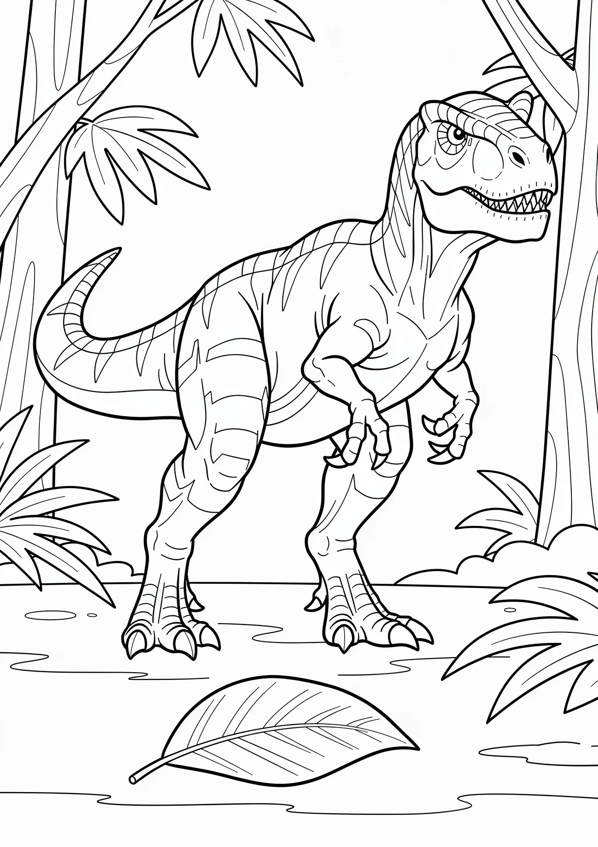 Realistic Dinosaur Drawing to Color for Kids 6 and Up