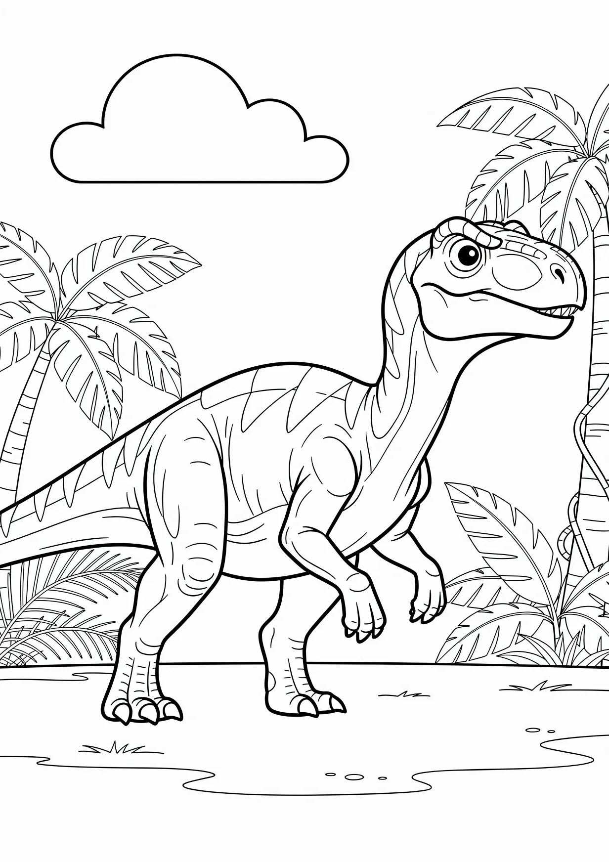 Dibujo de Dinosaurio sencillo para Colorear para Mayores de 6 Años