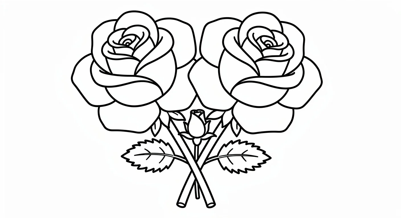 Two roses together Coloring Page