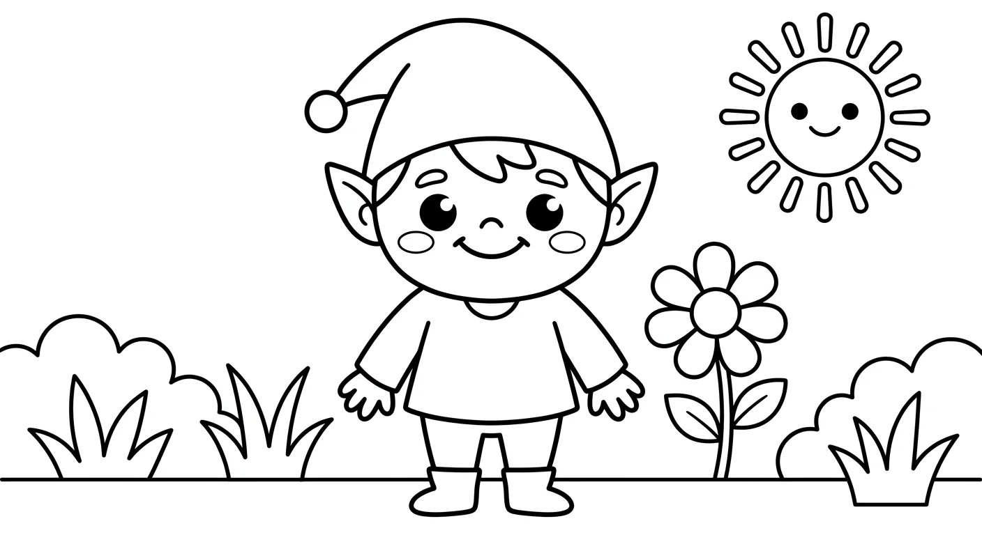 Desenho de Gnomo da Floresta para Colorir para Crianças de 2 a 5 Anos
