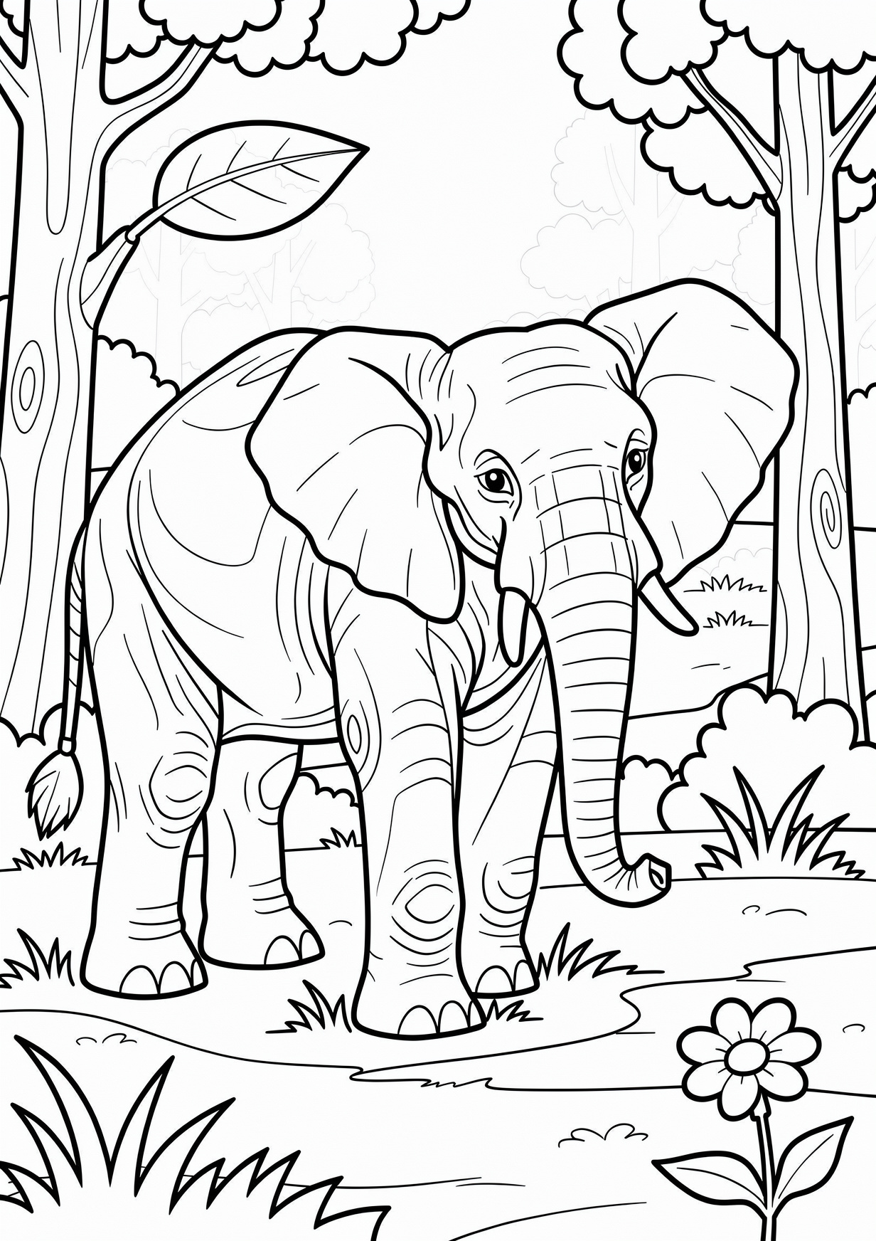 Elephant Coloring Page for Ages 6 and Up