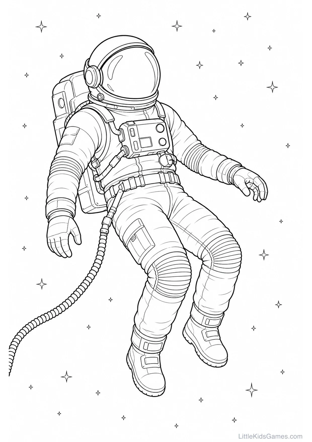Desenho de Astronauta Flutuando para Colorir e Imprimir