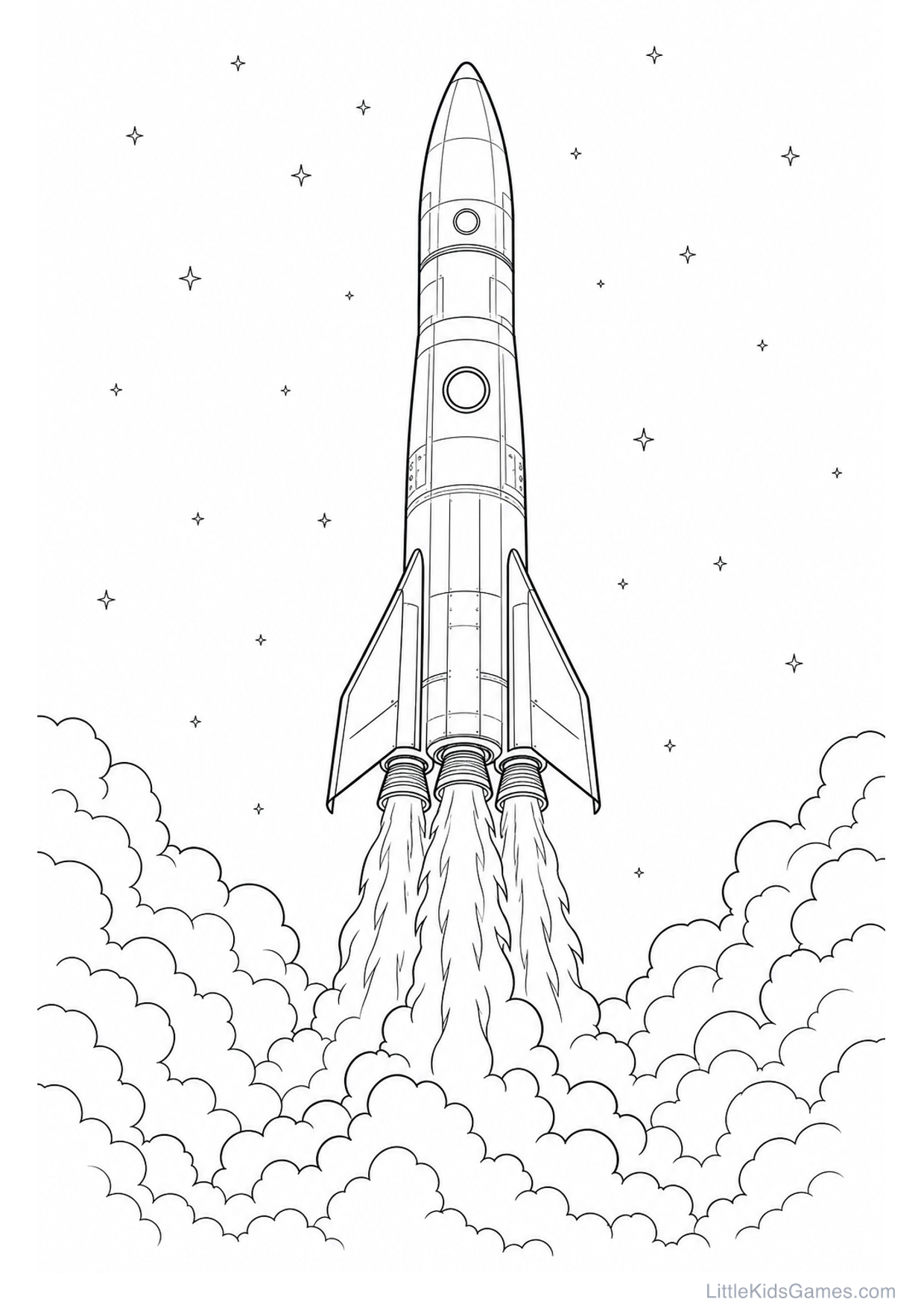 Desenho de Foguete Espacial para Colorir e Imprimir