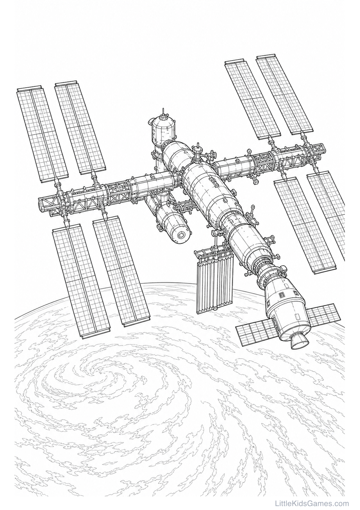 Desenho de Estação Espacial para Colorir e Imprimir