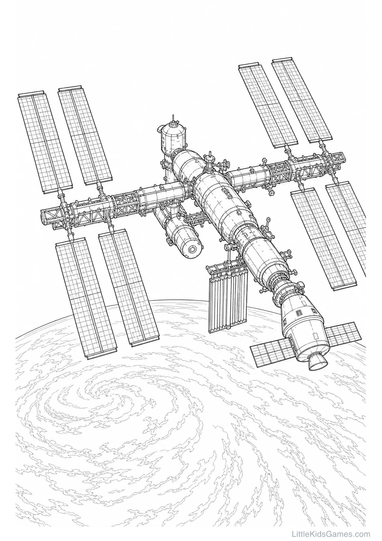 Desenho de Estação Espacial para Colorir e Imprimir