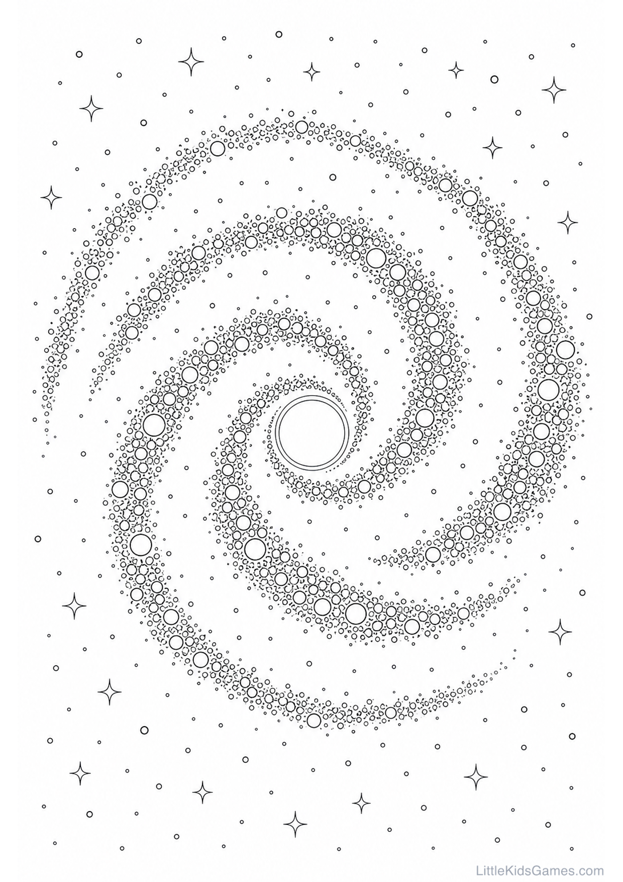 Desenho de Galáxia Espiral para Colorir e Imprimir