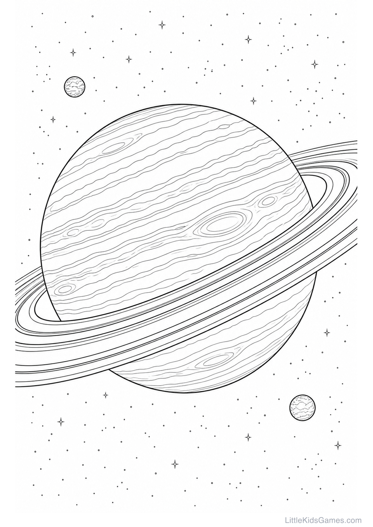 Desenho de Planeta com Anéis para Colorir e Imprimir