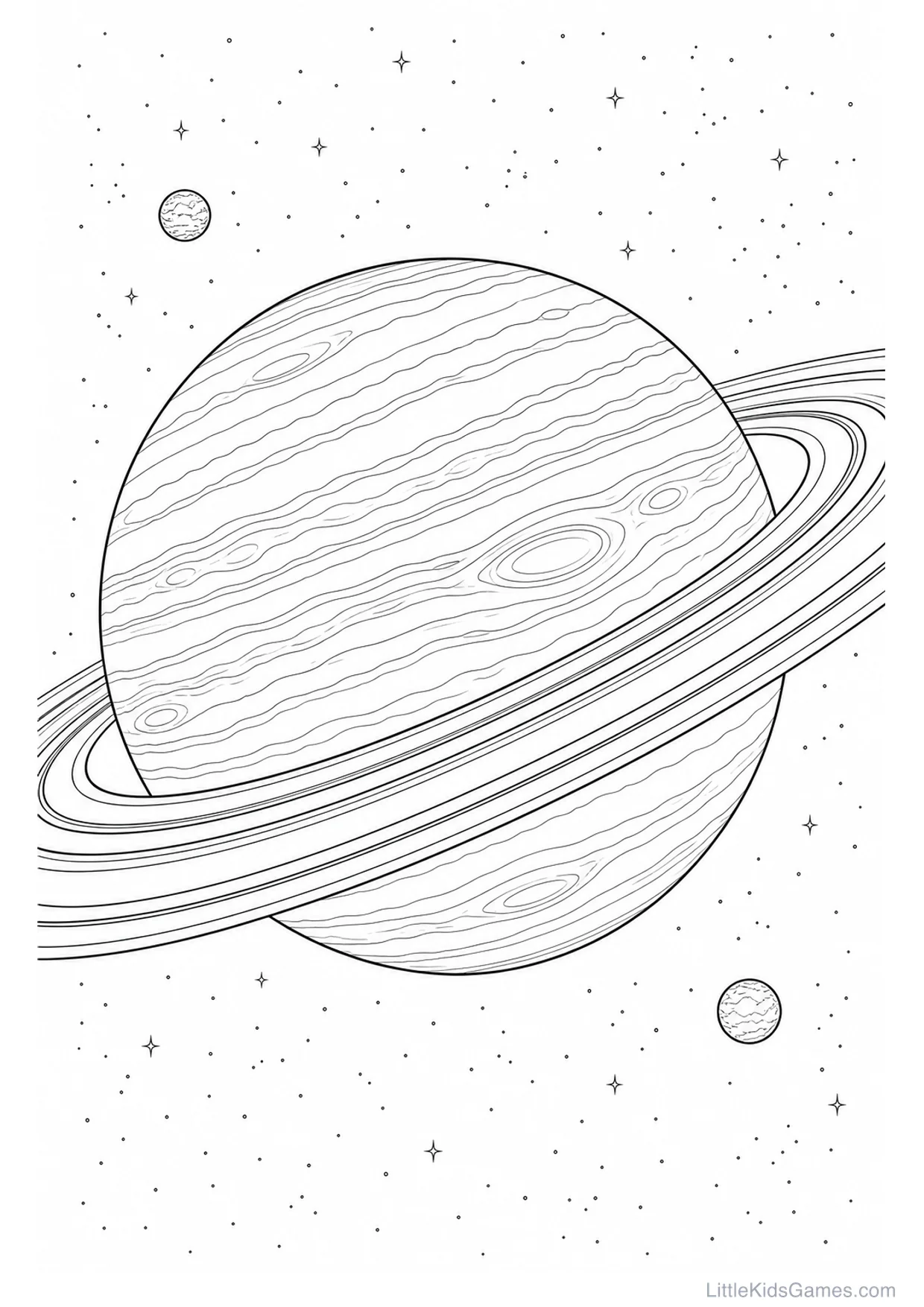 Ringed Planet Coloring Page to Print Free
