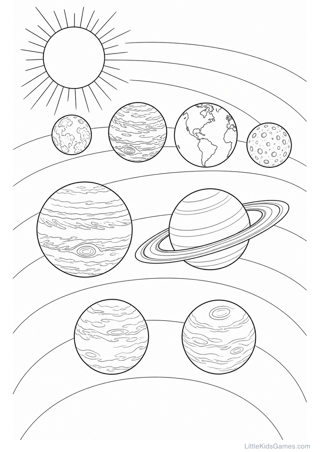 Desenho do Sistema Solar para Colorir e Imprimir