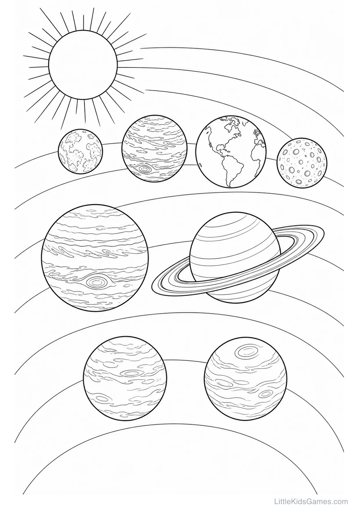 Solar System Coloring Page to Print Free